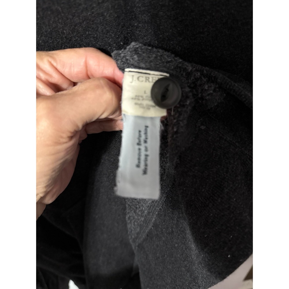 J.Crew Vintage Fleece Mens Hoodie Black Button Shawl Neck Pocket Large - Picture 3 of 4
